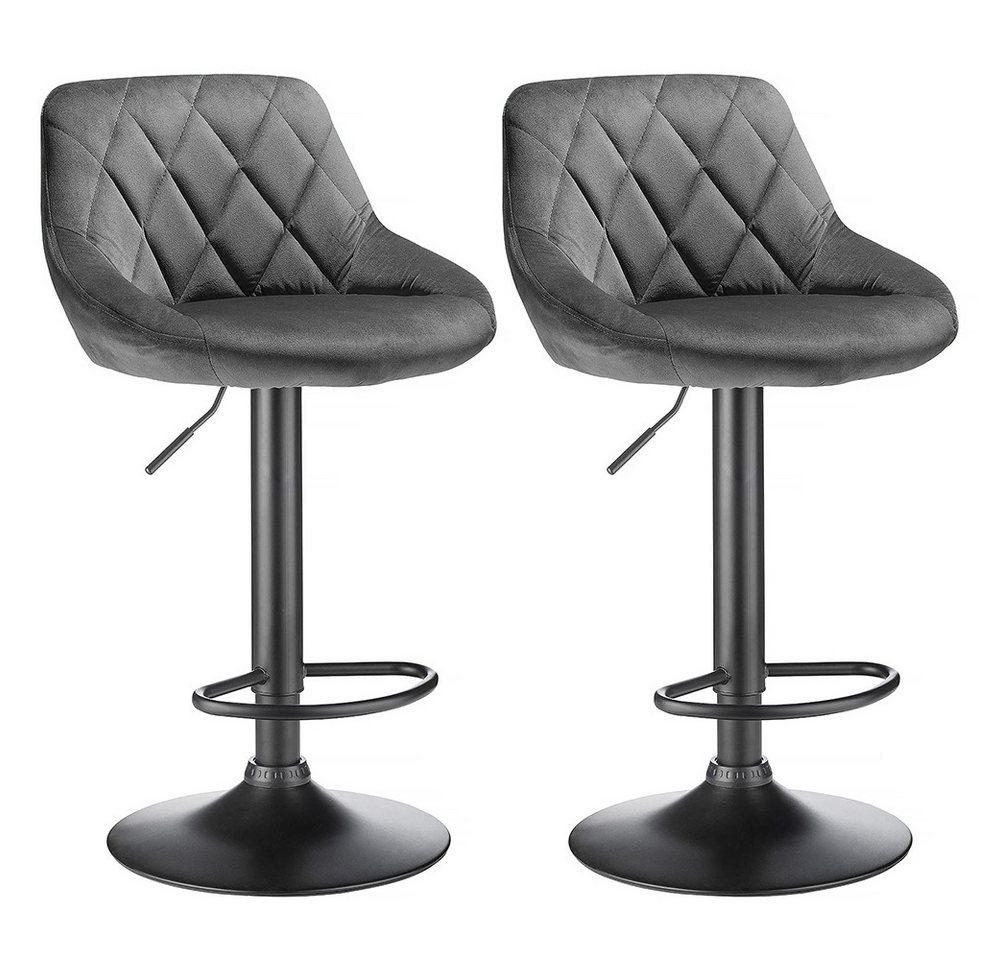 JEOBEST Barhocker Barstühle Bistrohocker Samt Gepolsterte Sitzfläche Höhenverstellbar (2er set), mit Rückenlehne Fußstütze, 360° Drehstuhl von JEOBEST