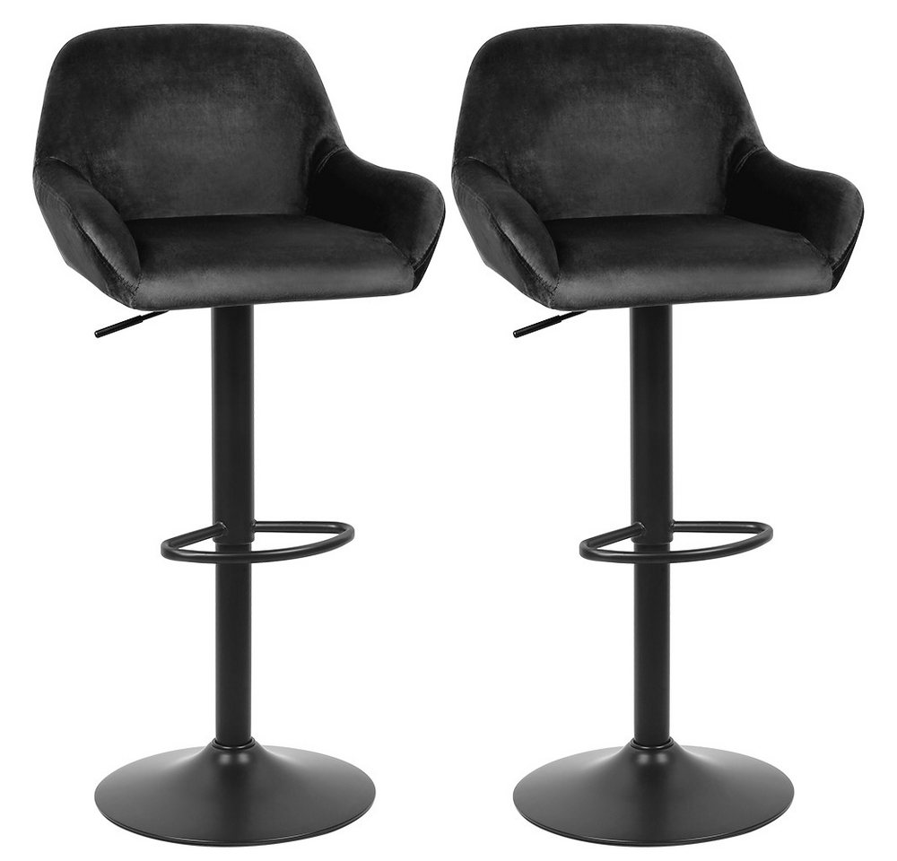 JEOBEST Barhocker Barstühle Samt Barstuhl Designer Hocker mit Rückenlehne (2er Set), mit Fußstütze, Barstuhl höhenverstellbar drehbar von JEOBEST