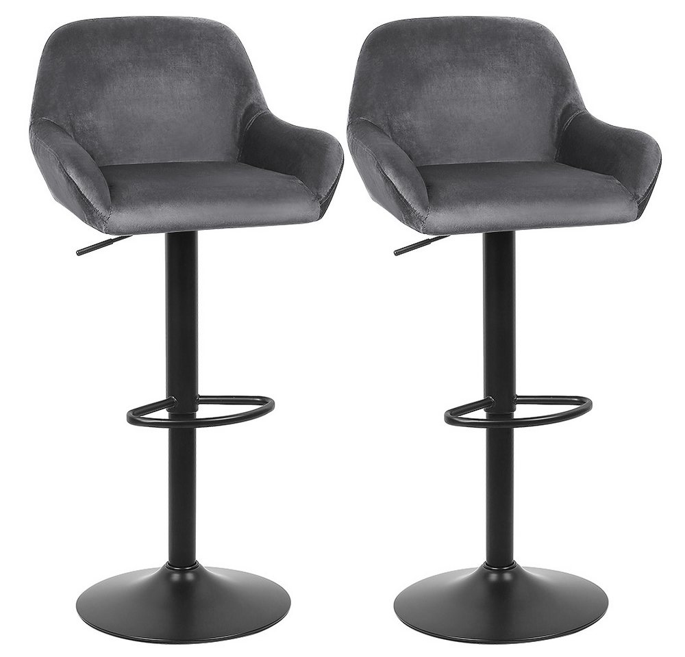 JEOBEST Barhocker Barstühle Samt Barstuhl Designer Hocker mit Rückenlehne (2er Set), mit Fußstütze, Barstuhl höhenverstellbar drehbar von JEOBEST