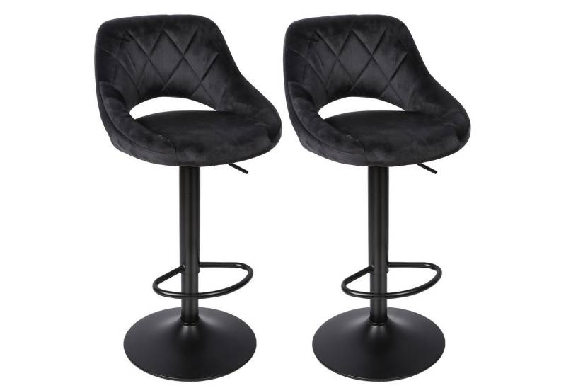 JEOBEST Barhocker Barstuhl Gepolsterte Sitzfläche aus Samt, Tresenhocker mit Rückenlehne, (Set, 2 St), Schminkhocker, Höhenverstellbar, 360°Drehbar von JEOBEST