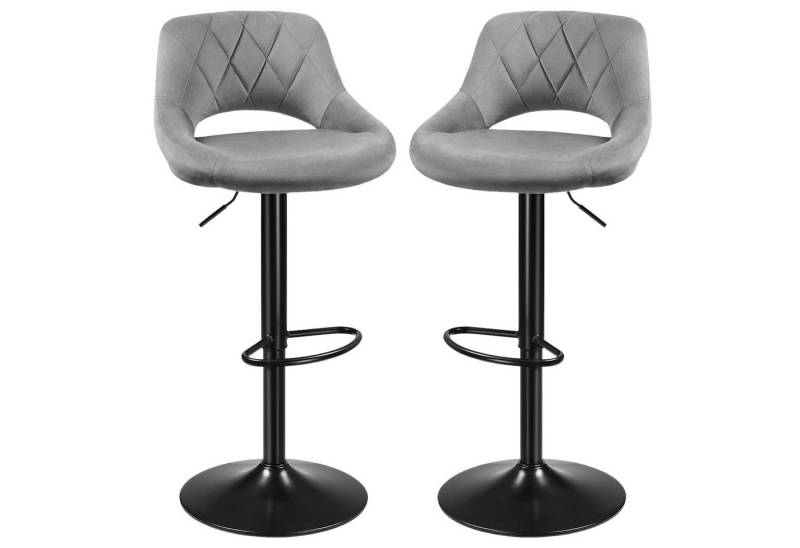 JEOBEST Barhocker Barstuhl Gepolsterte Sitzfläche aus Samt, Tresenhocker mit Rückenlehne, (Set, 2 St), Schminkhocker, Höhenverstellbar, 360°Drehbar von JEOBEST