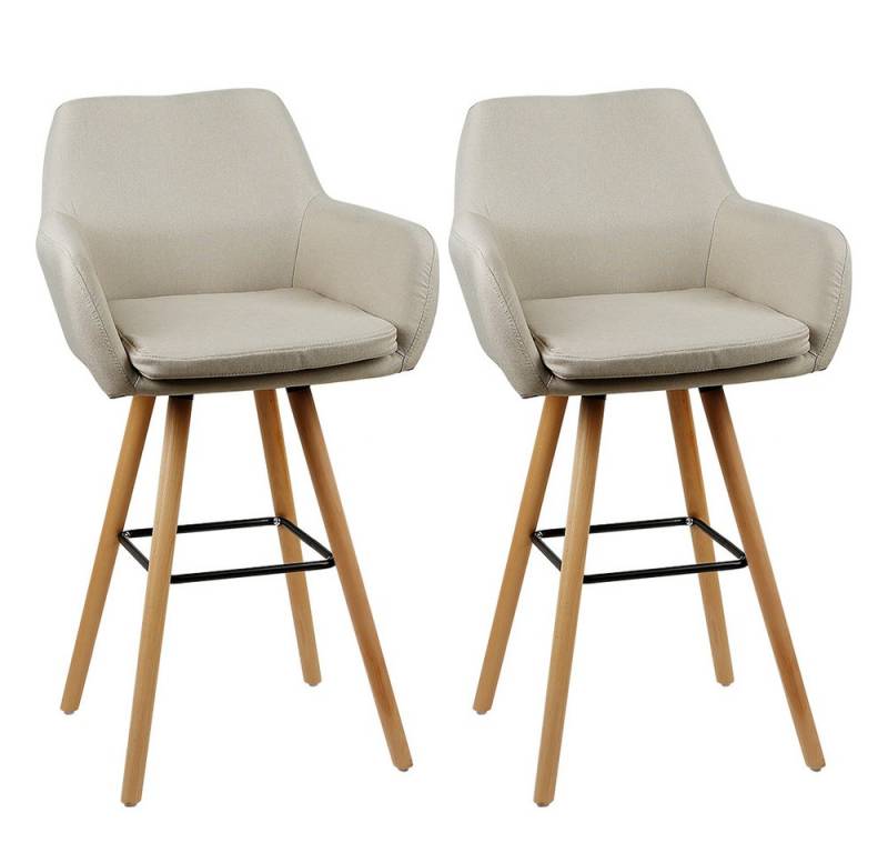 JEOBEST Barhocker Barstuhl aus Leinen mit Sitzkissen, Küchenhocker, Bistrohocker (2er Set), Feines Leinen weiche Sitzfläche, Buchenholzbeine, Die Vergrößerte Sitz von JEOBEST