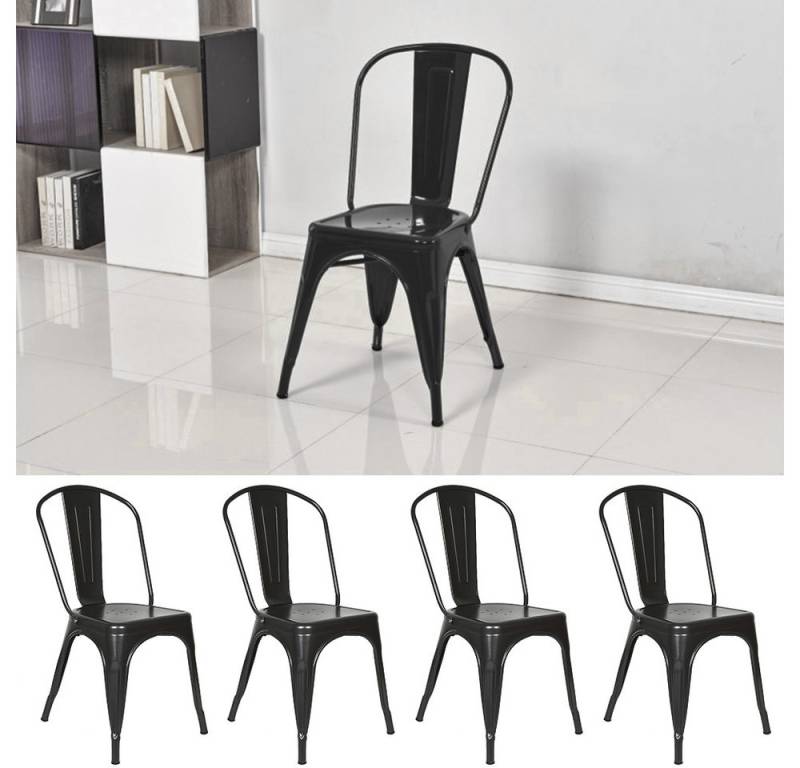 JEOBEST Barhocker Esszimmerstühle aus Metall, Bistrostuhl, Industry-Design, 4 Stück im Set, Stapelbar von JEOBEST
