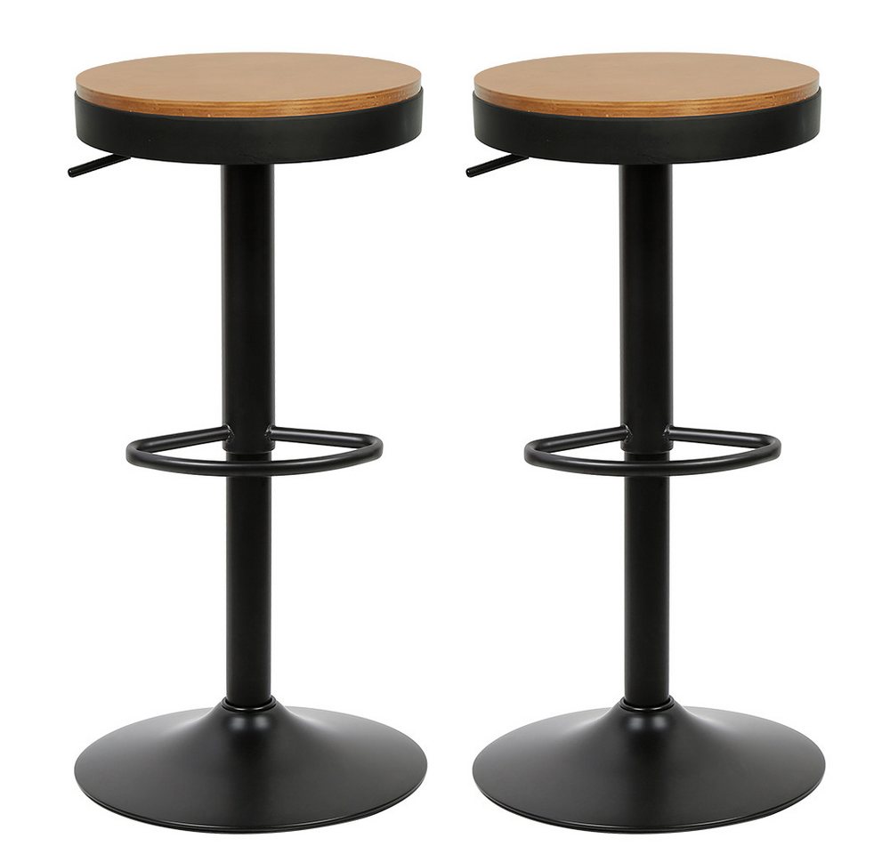 JEOBEST Barhocker Holz Barstuhl Küchenstühle (2er Set), Hockeroberfläche aus Holz, Höhenverstellbar 360° Drehbar von JEOBEST