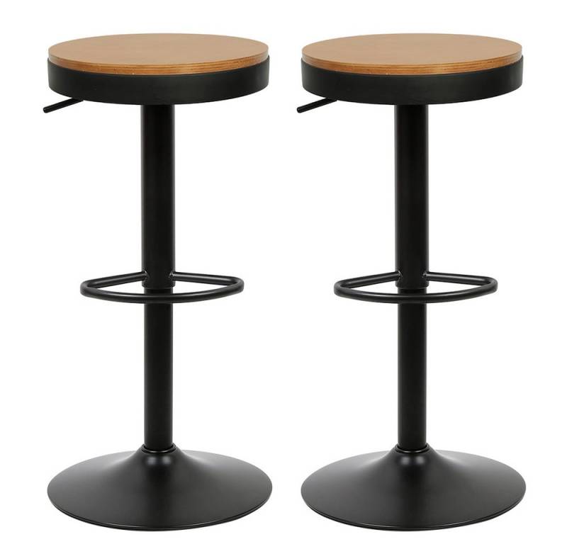 JEOBEST Barhocker Holz Barstuhl Küchenstühle (2er Set), Hockeroberfläche aus Holz, Höhenverstellbar 360° Drehbar von JEOBEST