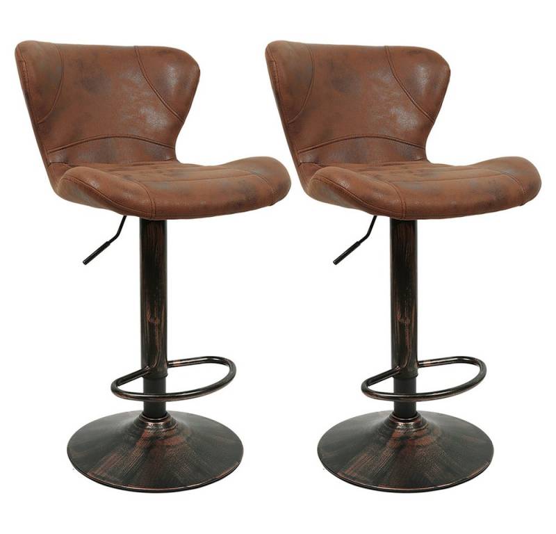 JEOBEST Barhocker Küchenstühle Barstuhl Retro Bistrohocker Höhenverstellbar (2er Set), Ergonomischer Stuhl mit Rückenlehne, Fußstütze, aus Metall von JEOBEST