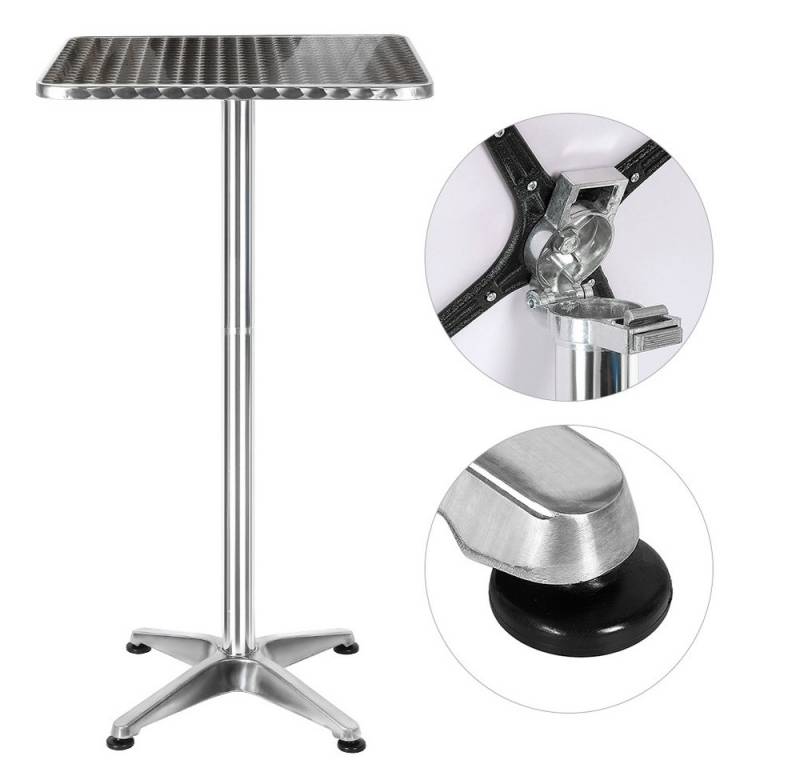 JEOBEST Bartisch Stehtisch Quadratischer Aluminium-Gartentisch Biertisch Partytisch, 2-in-1 Klappbar Bistrotisch, Höhenverstellbarer 70/110 cm Ø 60 cm von JEOBEST