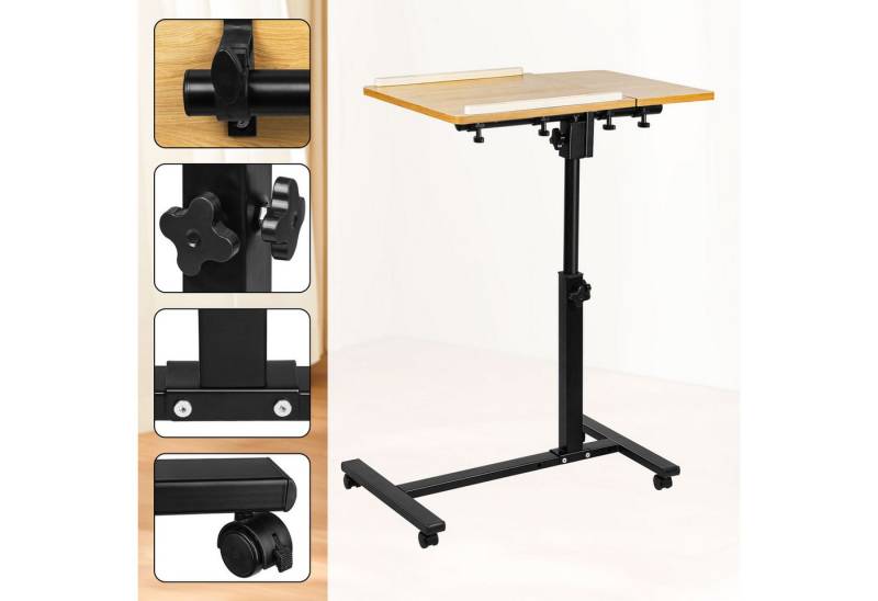 JEOBEST Beistelltisch Laptoptisch, PC Tisch für Büro, C Form mit 360° Drehfunktion, (1 St) Höhenverstellbar, Rollbar, Neigbare Tischplatte, Mausablage von JEOBEST