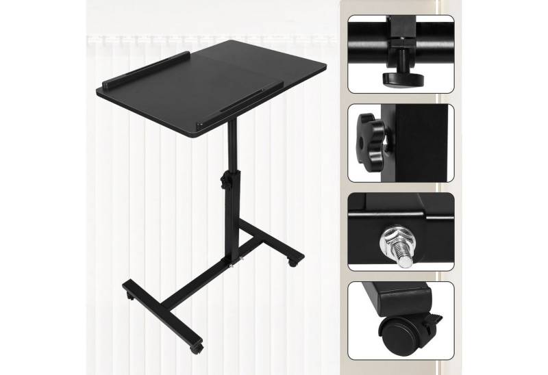 JEOBEST Beistelltisch Laptoptisch, PC Tisch für Büro, C Form mit 360° Drehfunktion, (1 St) Höhenverstellbar, Rollbar, Neigbare Tischplatte, Mausablage von JEOBEST