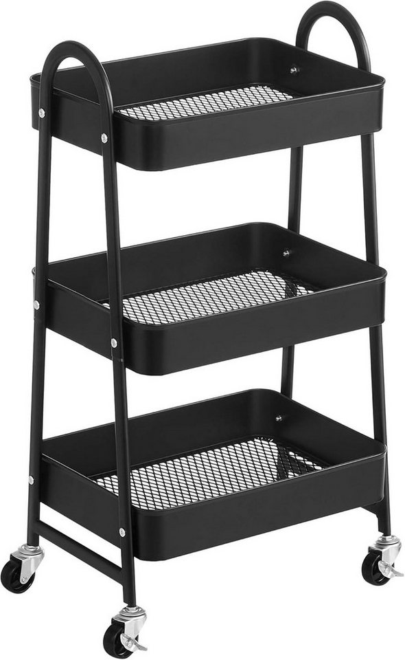 JEOBEST Beistellwagen Rollwagen Küchenwagen Servierwagen aus Metall 3-Etagen, (43x30x76.5cm) Multifunktionswagen für Küche, Schlafzimmer, Wohnzimmer von JEOBEST