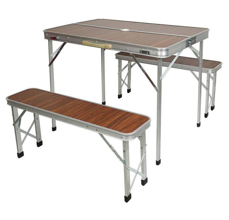 JEOBEST Bierzeltgarnitur Klappbar 3-teilig Set Gartengarnitur, (3-tlg), Wetterfest, mit 1 Gartentisch und 2 Bänken von JEOBEST