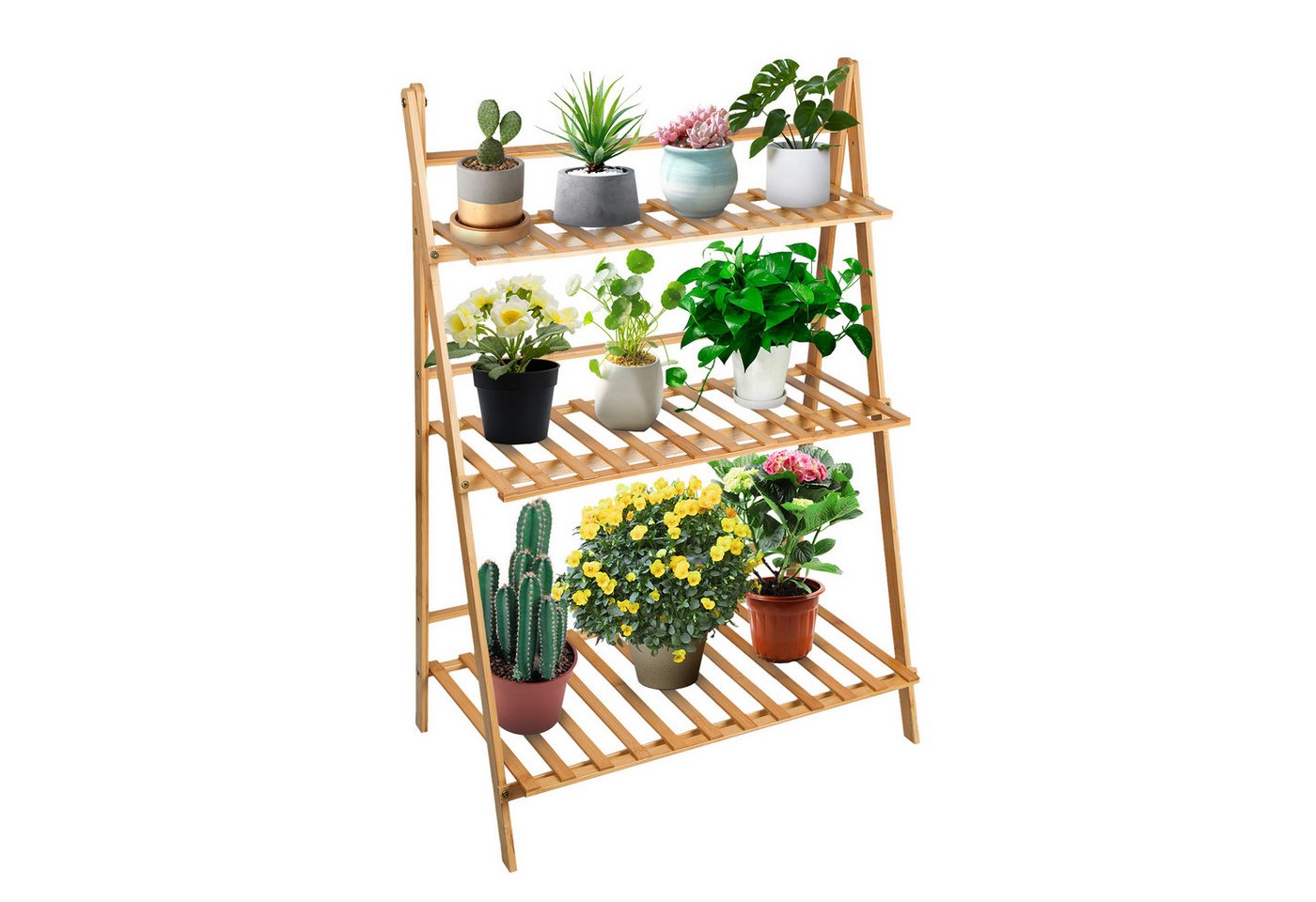 JEOBEST Blumenständer 3-Tier Pflanzenständer aus Bambus, Blumentreppe Klappbar, Höhe 96cm, Stabiler Rahmen für Garten oder Balkon JEOBEST Blumenständer 3-Tier Pflanzenständer aus Bambus, Blumentreppe Klappbar, Höhe 96cm, Stabiler Rahmen für Garten oder Balkon von JEOBEST