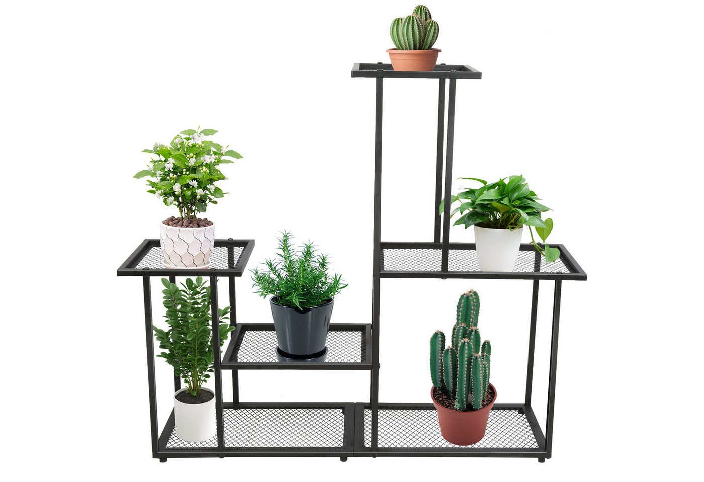 JEOBEST Blumenständer Pflanzenständer Metall Kunststoffe mit 4 Ebenen, Blumenbank Höhe 82cm, für Garten oder Balkon von JEOBEST