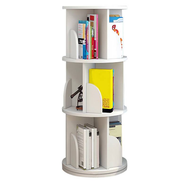 JEOBEST Bücherregal Drehbare Bücherregal mit 3 Ebenen, 1-tlg,360°Rotating Bookshelf,Kinderbücherregal Standregal,Freistehend von JEOBEST