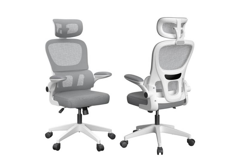 JEOBEST Bürostuhl Ergonomisch Schreibtischstuhl, Hat Verstellbarer Lordosenstütze, Drehstuhl mit Klappbaren Armlehnen, Höhenverstellung und Wippfunktion von JEOBEST