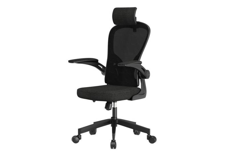 JEOBEST Bürostuhl Ergonomisch Schreibtischstuhl, Hat Verstellbarer Lordosenstütze, Drehstuhl mit Klappbaren Armlehnen, Höhenverstellung und Wippfunktion von JEOBEST