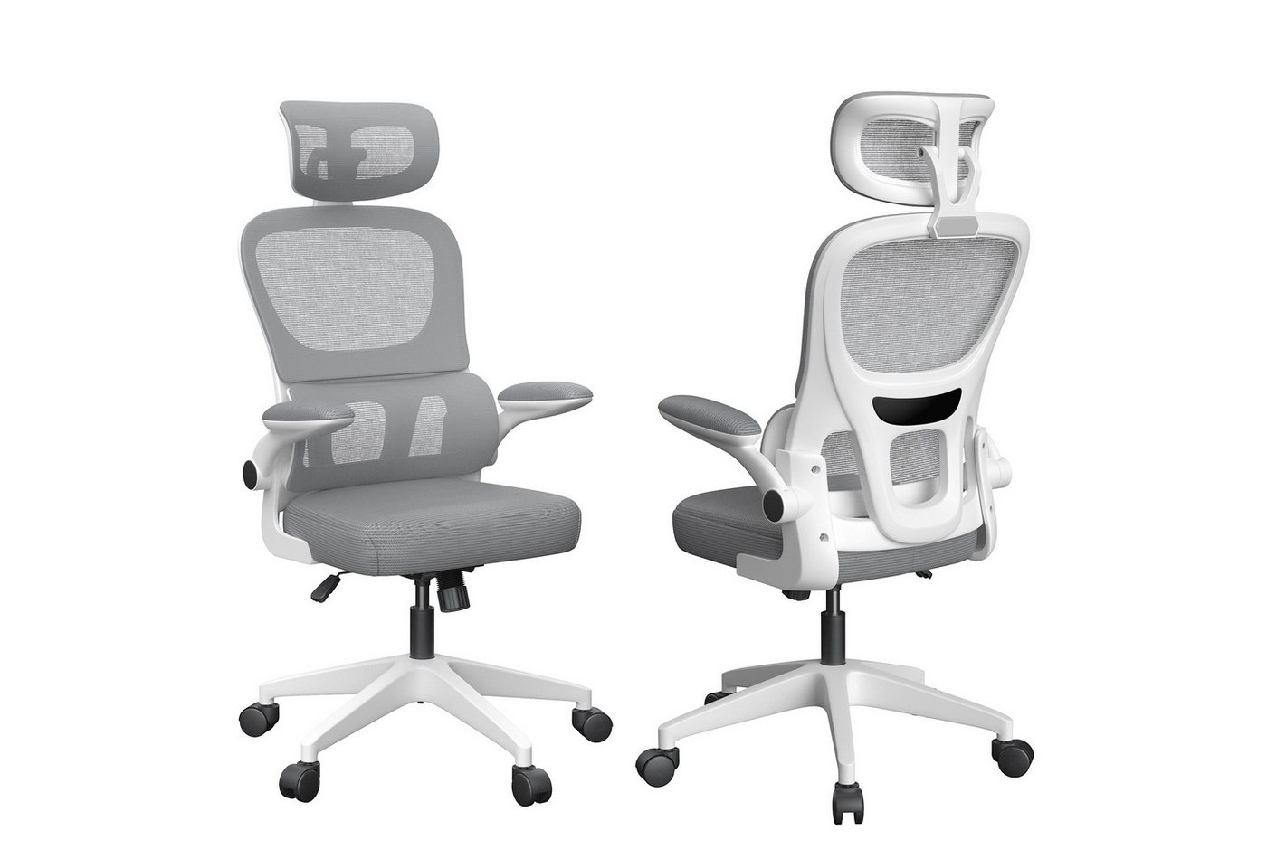 JEOBEST Bürostuhl Ergonomisch Schreibtischstuhl, Hat Verstellbarer Lordosenstütze, Drehstuhl mit Klappbaren Armlehnen, Höhenverstellung und Wippfunktion von JEOBEST