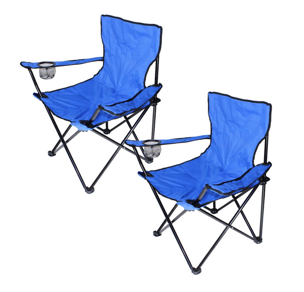 JEOBEST Campingstuhl Angelstuhl Faltstuhl, (2er-Set), Klappstuhl mit Armlehnen und Getränkehalter von JEOBEST