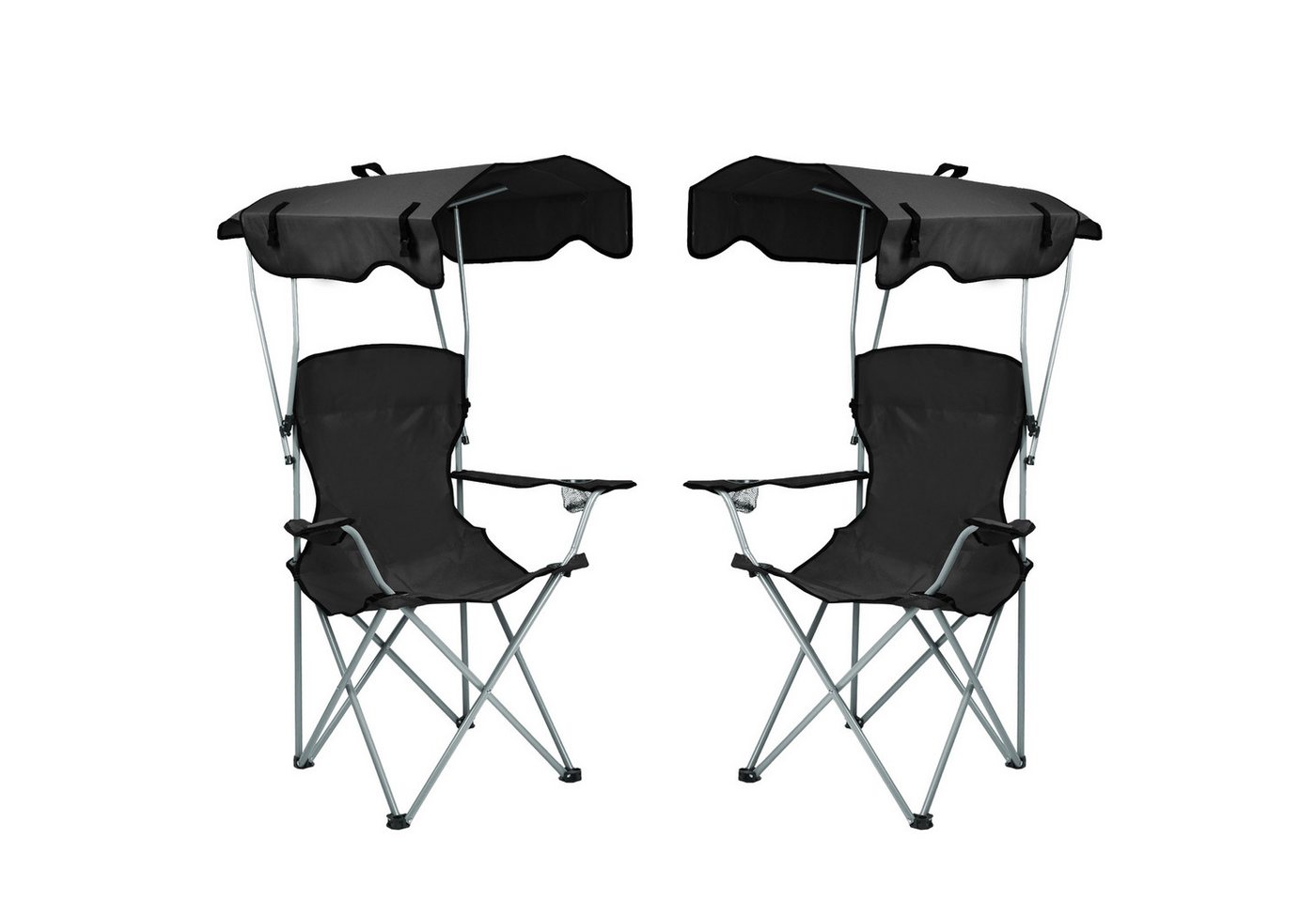 JEOBEST Campingstuhl Klappstuhl Camping Garten Balkon Strand, mit Dach, (2er-Set), Gartenstuhl mit Getränkehalter & Tragetasche von JEOBEST