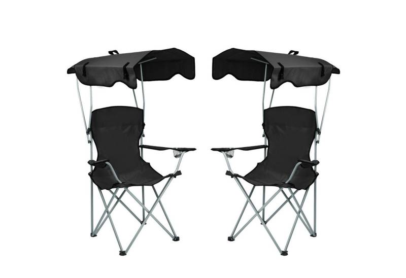 JEOBEST Campingstuhl Klappstuhl Camping Garten Balkon Strand, mit Dach, (2er-Set), Gartenstuhl mit Getränkehalter & Tragetasche von JEOBEST