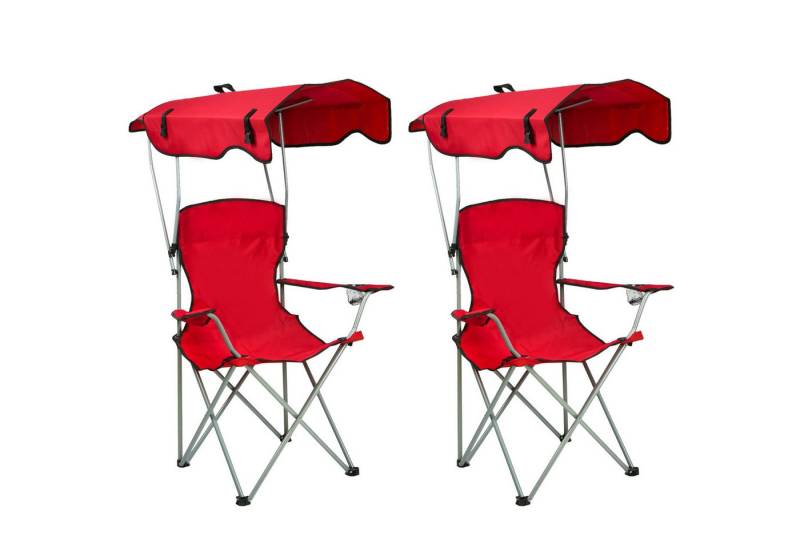 JEOBEST Campingstuhl Klappstuhl Camping Garten Balkon Strand, mit Dach, (2er-Set), Gartenstuhl mit Getränkehalter & Tragetasche von JEOBEST