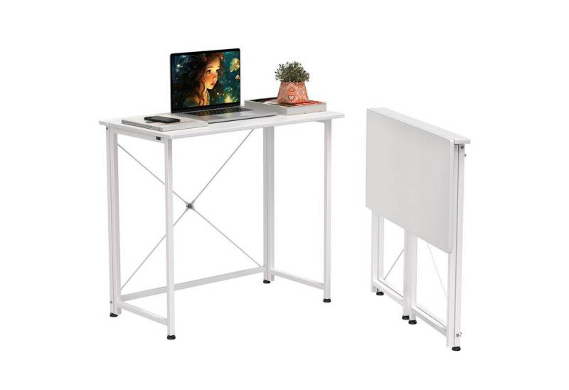 JEOBEST Computertisch Faltbar Tisch, Faltbarer Kleiner Schreibtisch Platzsparend, Klappbar PC Tisch 80 x 45 x 75cm von JEOBEST
