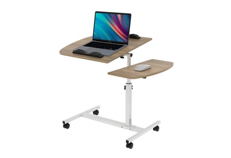 JEOBEST Computertisch Laptoptisch, Laptopständer Holz, Mobiler Beistelltisch Pflegetisch, Computertisch mit Rollen, Höhenverstellbar(61.5-96.5cm) Neigbare 180° von JEOBEST
