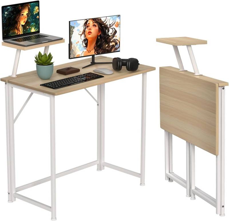 JEOBEST Computertisch Laptoptisch Kleiner Faltbarer Schreibtisch, Schmaler Computertisch, Platzsparend 80 x 45 x 74cm von JEOBEST