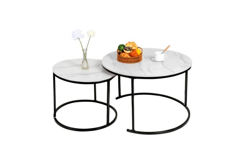 JEOBEST Couchtisch Beistelltisch, Satztisch, Wohnzimmertisch Stapelbarer Sofatisch, (Modern Design, 2-St., Metallgestell) Platzsparendes von JEOBEST