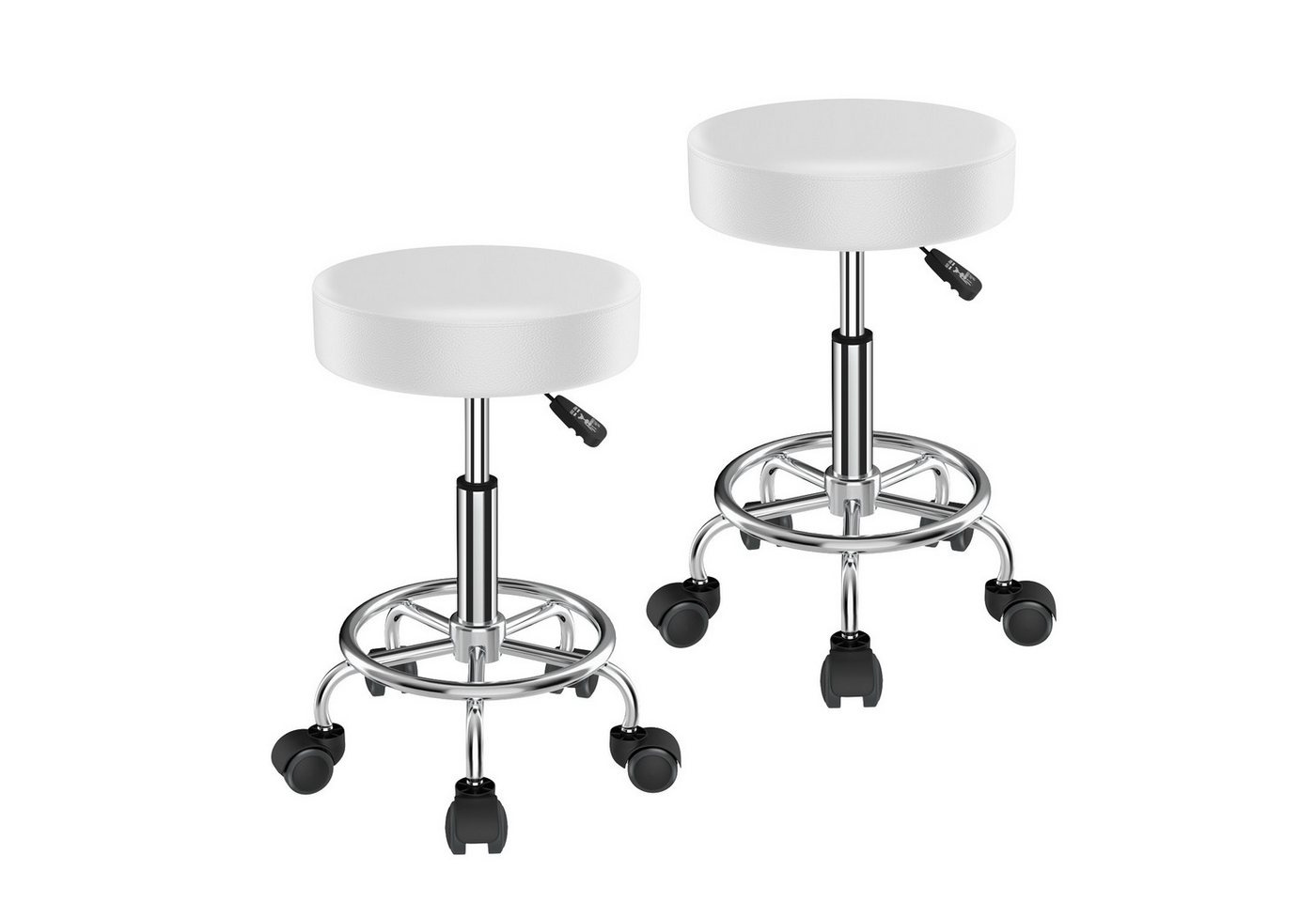 JEOBEST Drehhocker Drehhocker auf Rollen, mit Kunstleder bezogener Sitz, 8cm Polsterung, Bürohocker Drehstuhl Praxishockermit Rollen Massage Salon von JEOBEST