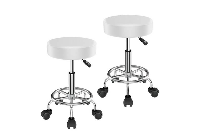 JEOBEST Drehhocker Drehhocker auf Rollen, mit Kunstleder bezogener Sitz, 8cm Polsterung, Bürohocker Drehstuhl Praxishockermit Rollen Massage Salon von JEOBEST
