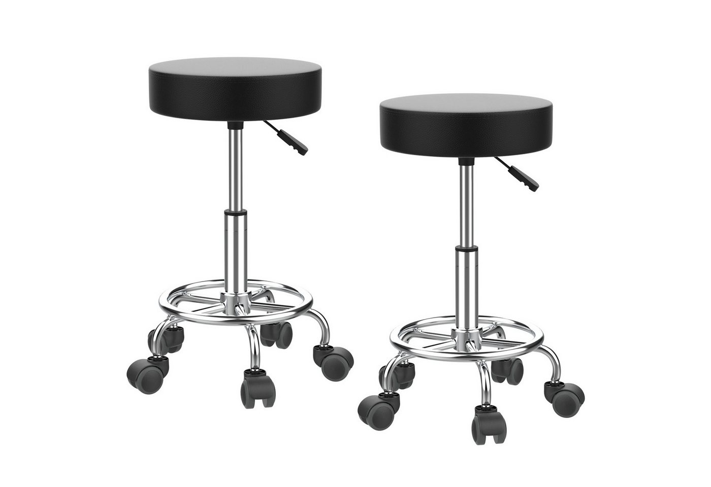 JEOBEST Drehhocker Drehhocker auf Rollen, mit Kunstleder bezogener Sitz, 8cm Polsterung, Bürohocker Drehstuhl Praxishockermit Rollen Massage Salon von JEOBEST