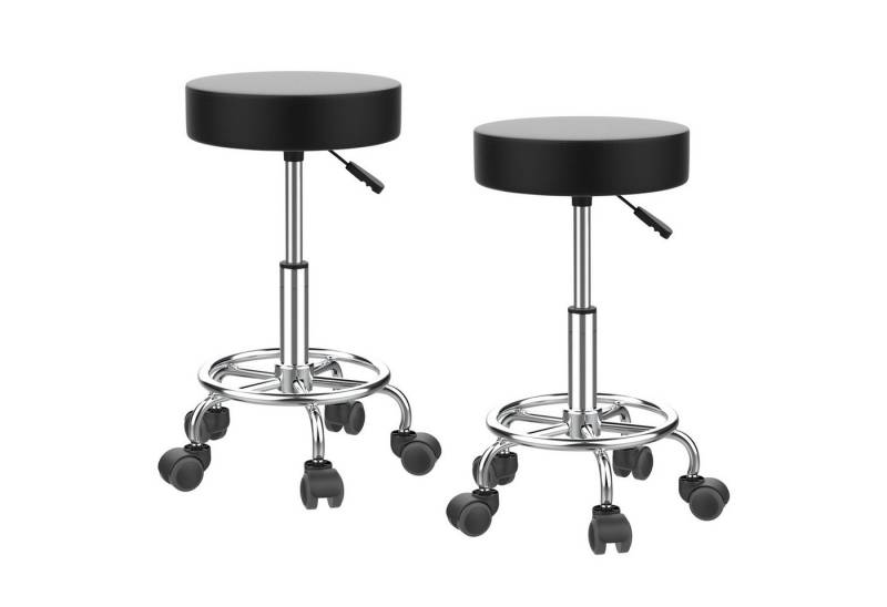 JEOBEST Drehhocker Drehhocker auf Rollen, mit Kunstleder bezogener Sitz, 8cm Polsterung, Bürohocker Drehstuhl Praxishockermit Rollen Massage Salon von JEOBEST