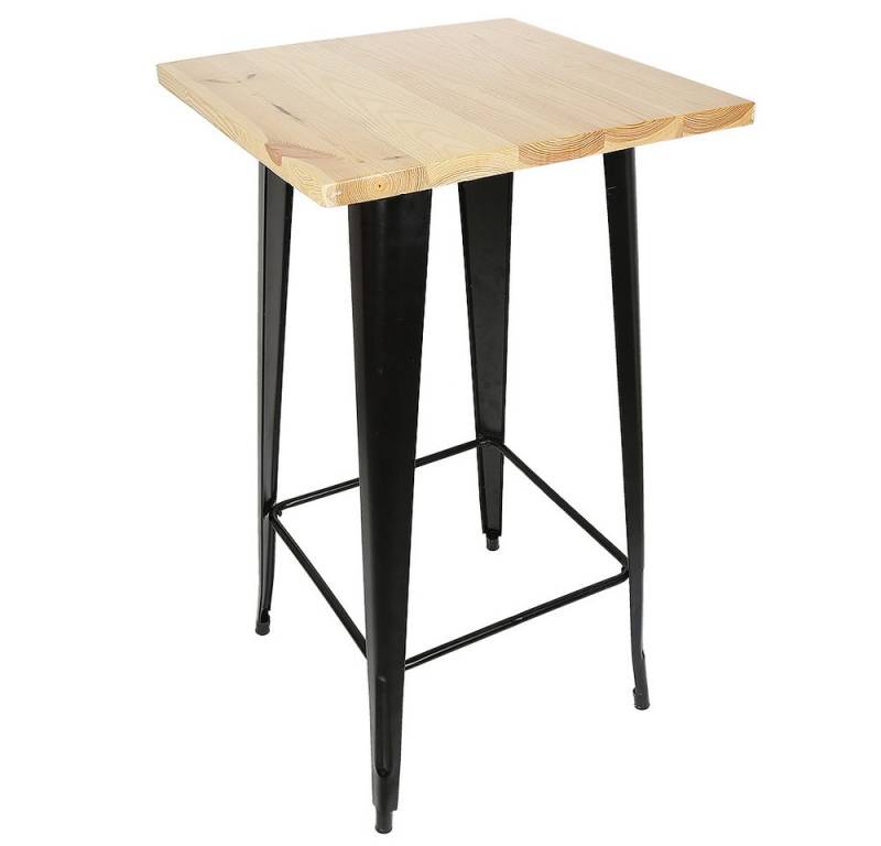 JEOBEST Esstisch Bartisch Beistelltisch Küchentisch, Höhe: 110CM, Tischplatte : Holz, Metallbeine Schwarz von JEOBEST