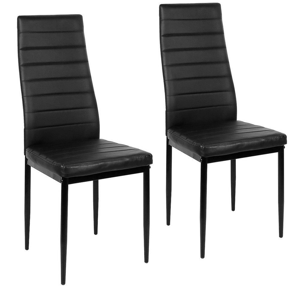 JEOBEST Esszimmerstuhl (2er-Set), Eleganter Stuhl mit hoher Rückenlehne, Kunstleder-Bezug, Polsterstuhl mit Metallbeinen von JEOBEST