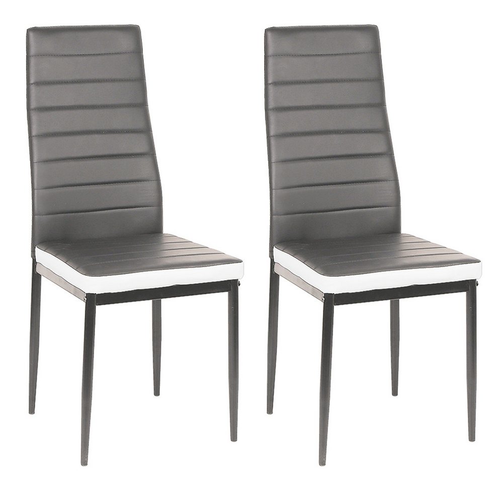 JEOBEST Esszimmerstuhl (2er-Set), Eleganter Stuhl mit hoher Rückenlehne, Kunstleder-Bezug, Polsterstuhl mit Metallbeinen von JEOBEST