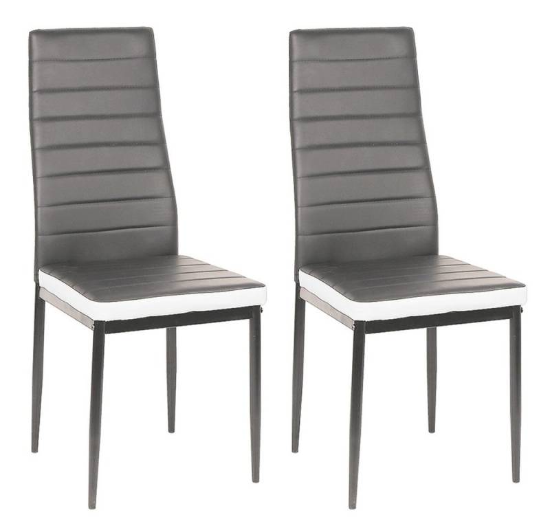 JEOBEST Esszimmerstuhl (2er-Set), Eleganter Stuhl mit hoher Rückenlehne, Kunstleder-Bezug, Polsterstuhl mit Metallbeinen von JEOBEST