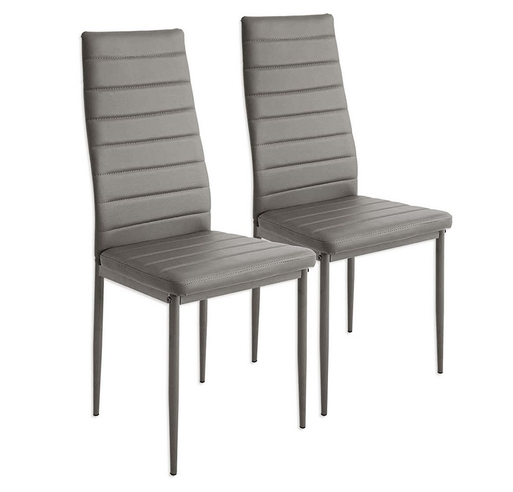 JEOBEST Esszimmerstuhl (2er-Set), Eleganter Stuhl mit hoher Rückenlehne, Kunstleder-Bezug, Polsterstuhl mit Metallbeinen von JEOBEST