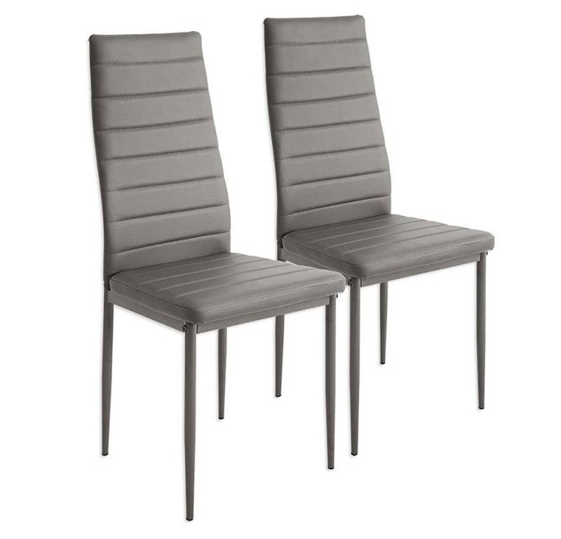 JEOBEST Esszimmerstuhl (2er-Set), Eleganter Stuhl mit hoher Rückenlehne, Kunstleder-Bezug, Polsterstuhl mit Metallbeinen von JEOBEST