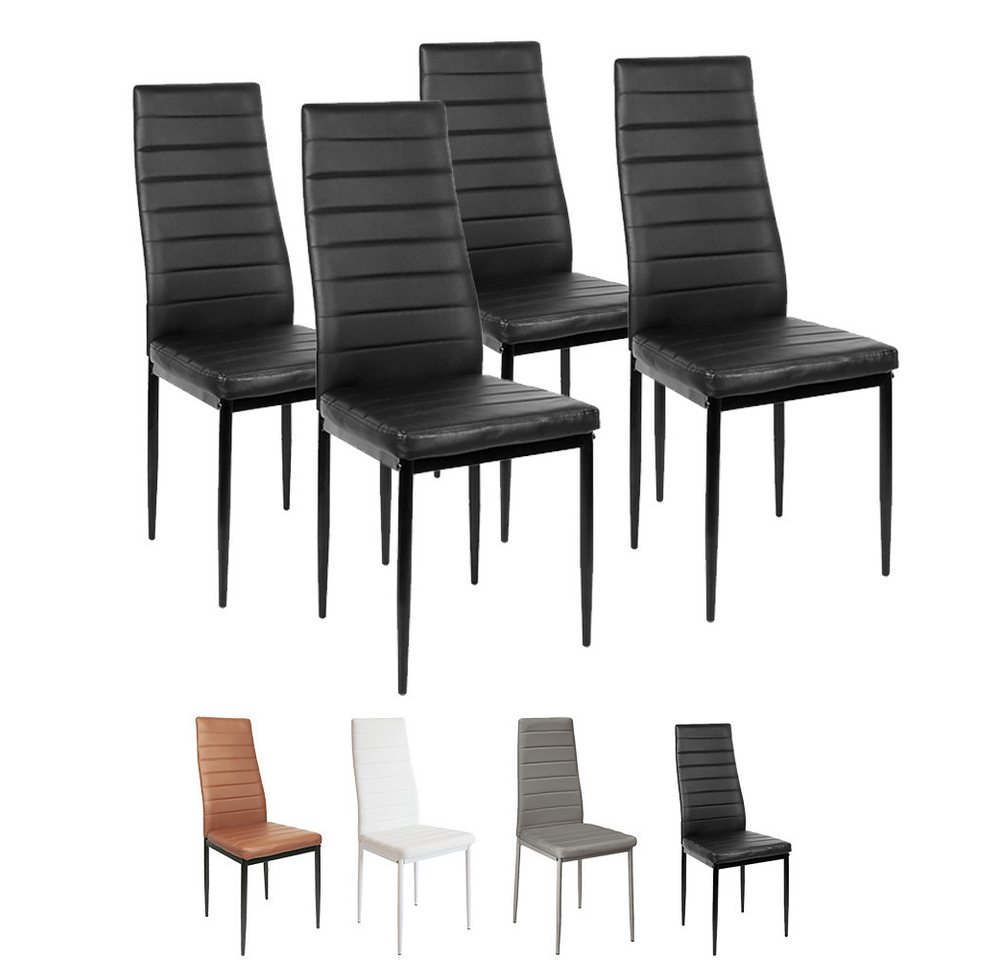 JEOBEST Esszimmerstuhl (4er-Set), Eleganter Stuhl mit hoher Rückenlehne, Kunstleder-Bezug, Polsterstuhl mit Metallbeinen von JEOBEST