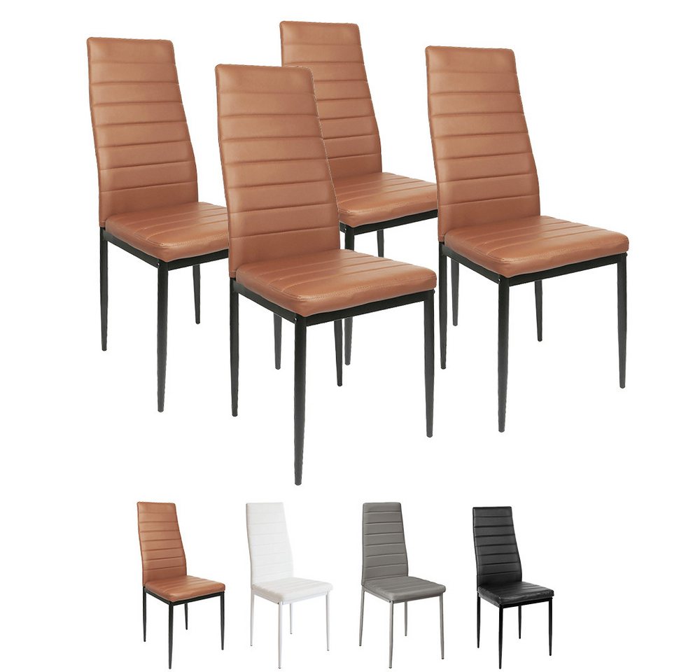 JEOBEST Esszimmerstuhl (4er-Set), Eleganter Stuhl mit hoher Rückenlehne, Kunstleder-Bezug, Polsterstuhl mit Metallbeinen von JEOBEST