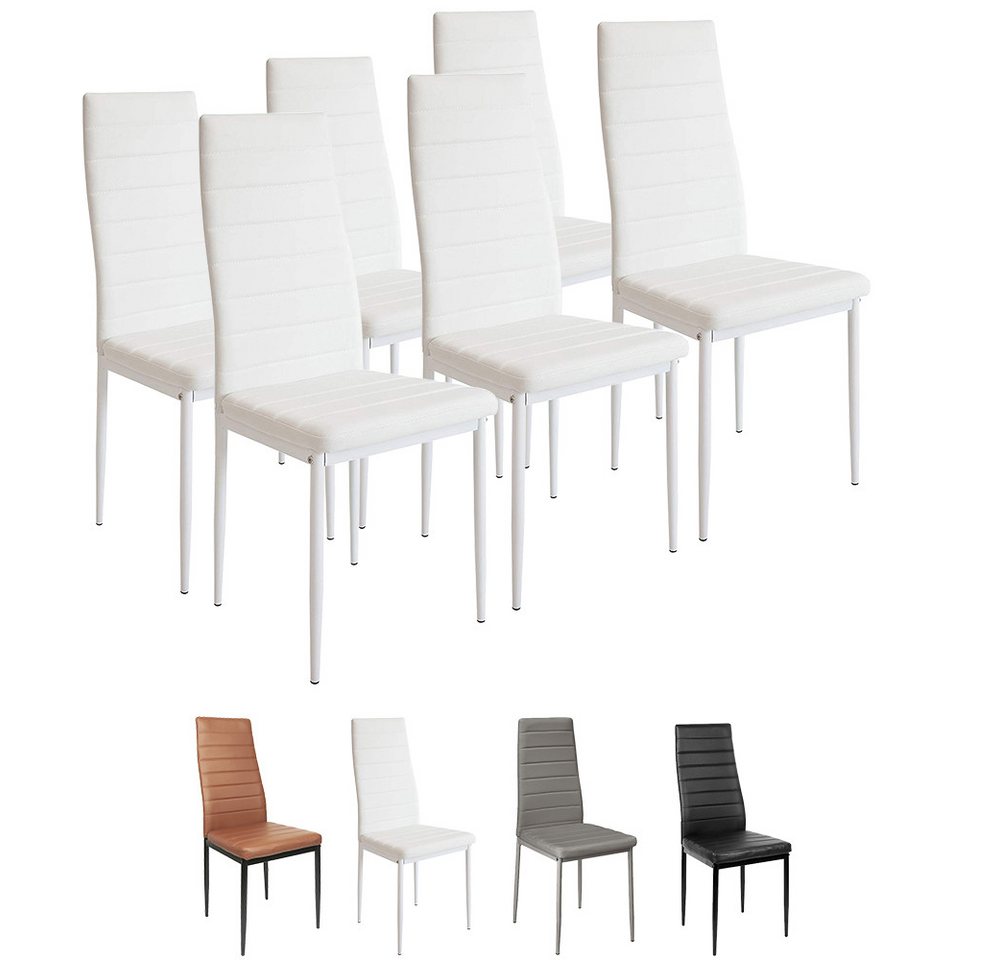 JEOBEST Esszimmerstuhl Eleganter Stuhl mit hoher Rückenlehne, 6er-Set, Kunstleder-Bezug, Küchenstuhl mit Gepolstert, Esszimmerstühle-Set JEOBEST Esszimmerstuhl Eleganter Stuhl mit hoher Rückenlehne, 6er-Set, Kunstleder-Bezug, Küchenstuhl mit Gepolstert, Esszimmerstühle-Set von JEOBEST