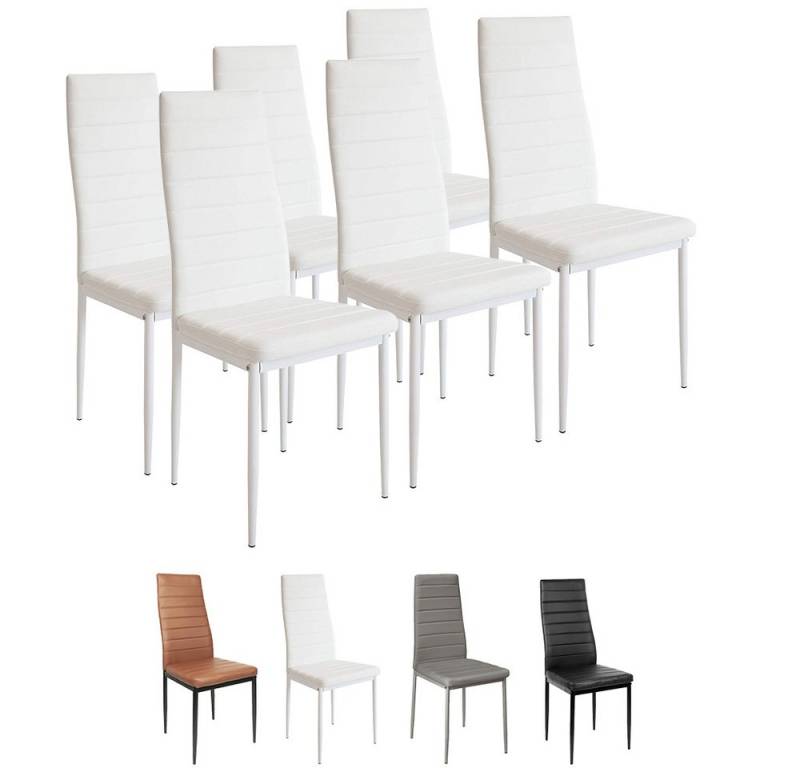 JEOBEST Esszimmerstuhl Eleganter Stuhl mit hoher Rückenlehne, 6er-Set, Kunstleder-Bezug, Küchenstuhl mit Gepolstert, Esszimmerstühle-Set von JEOBEST