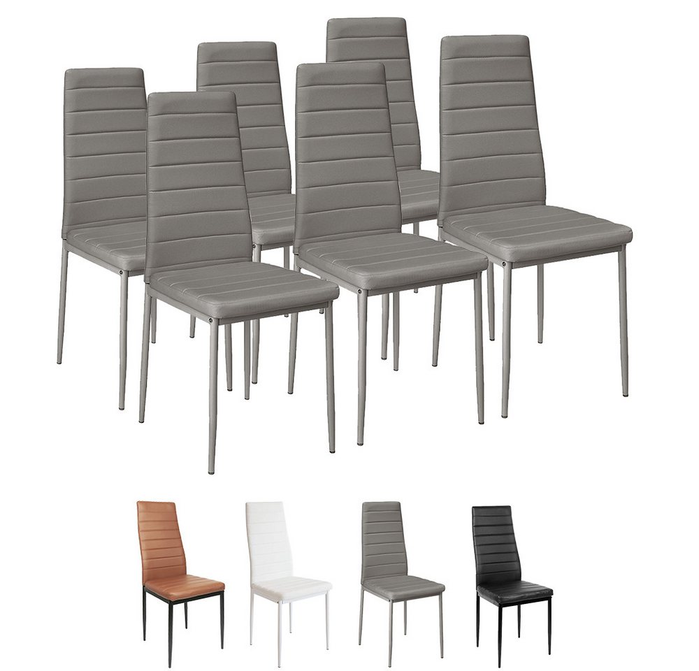 JEOBEST Esszimmerstuhl Eleganter Stuhl mit hoher Rückenlehne, 6er-Set, Kunstleder-Bezug, Küchenstuhl mit Gepolstert, Esszimmerstühle-Set von JEOBEST