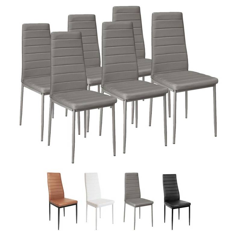 JEOBEST Esszimmerstuhl Eleganter Stuhl mit hoher Rückenlehne, 6er-Set, Kunstleder-Bezug, Küchenstuhl mit Gepolstert, Esszimmerstühle-Set von JEOBEST