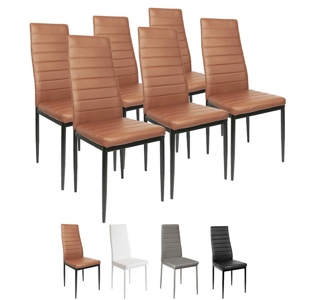 JEOBEST Esszimmerstuhl Eleganter Stuhl mit hoher Rückenlehne, 6er-Set, Kunstleder-Bezug, Küchenstuhl mit Gepolstert, Esszimmerstühle-Set von JEOBEST