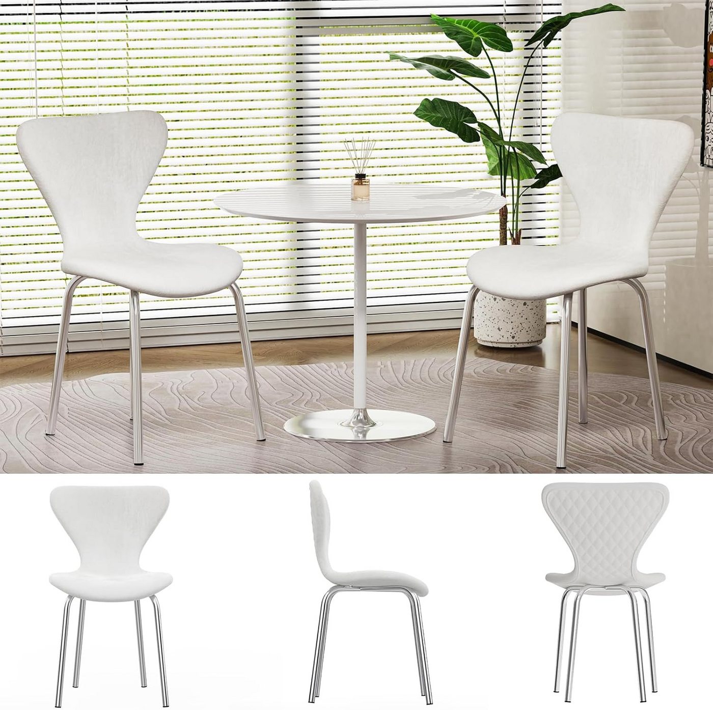 JEOBEST Esszimmerstuhl Stuhl mit Sitzfläche aus Samtstoff, Moderner Stuhl Esszimmer, (2er Set), mit Rückenlehne, Silber Metallbeine von JEOBEST