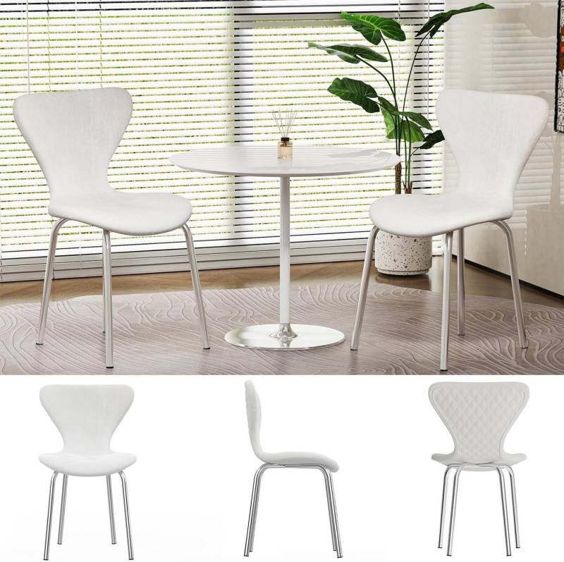 JEOBEST Esszimmerstuhl Stuhl mit Sitzfläche aus Samtstoff, Moderner Stuhl Esszimmer, (2er Set), mit Rückenlehne, Silber Metallbeine von JEOBEST