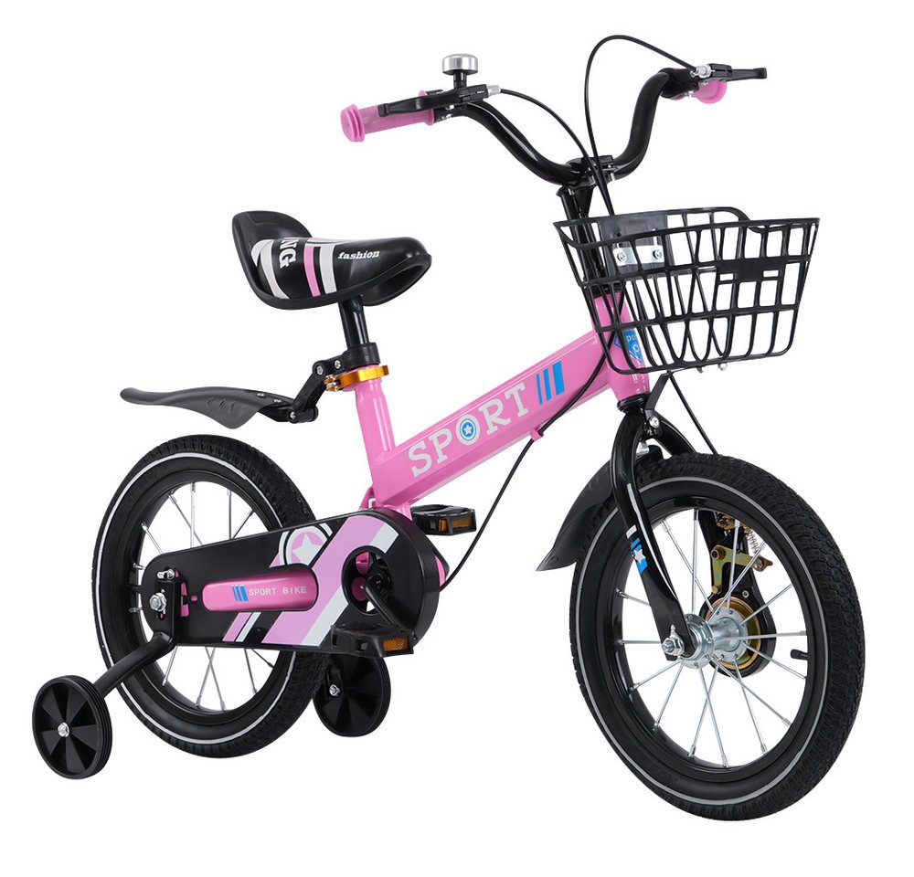 JEOBEST Kinderfahrrad Fahrräder Kinder Fahrrad für Mädchen & Jungen (12/14/16 Zoll), 4 Gang, (1-tlg.,Kinder Fahrrad, Fahrrad für Kinder, Mit Hilfsrädern, Korb) von JEOBEST