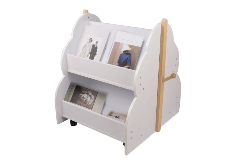 JEOBEST Kinderregal Kinder Bücherregal mit 4 Fächern, Holz Standregal with Räder, Aufbewahrung von Büchern & Spielzeug im Kinderzimmer von JEOBEST